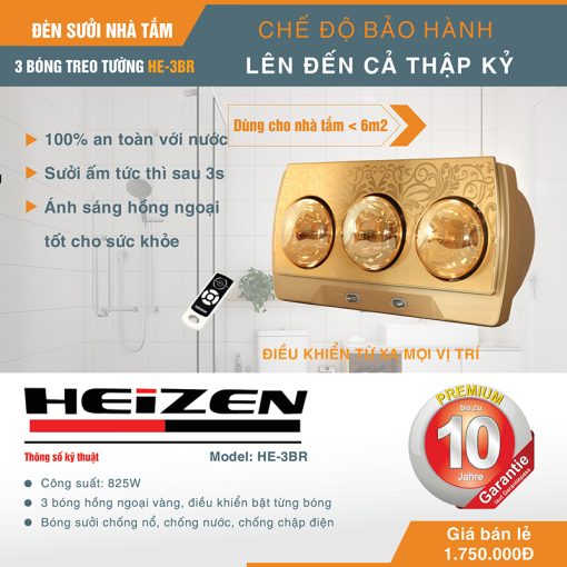 Đèn sưởi nhà tắm heizen he3br